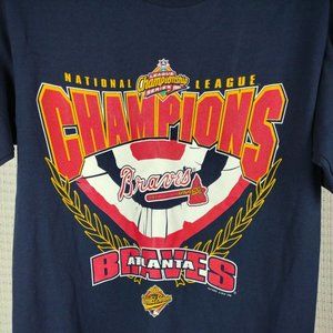 Vtg Atlanta Braves 1996 National League Champions Graphic shirt collection